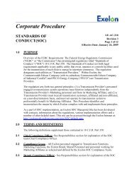 Exelon's Procedures on the FERC Standards of Conduct for ComEd