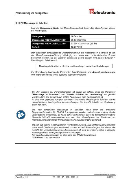 CEx-58 / COx-58 PROFIBUS-DP (PNO) - TR Electronic