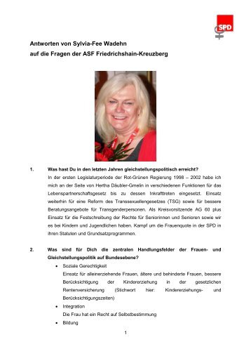 Antworten Sylvia-Fee Wadehn - SPD Friedrichshain-Kreuzberg