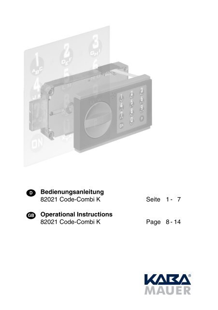 Bedienungsanleitung 82021 Code-Combi K Seite 1 ... - hdg - tresore