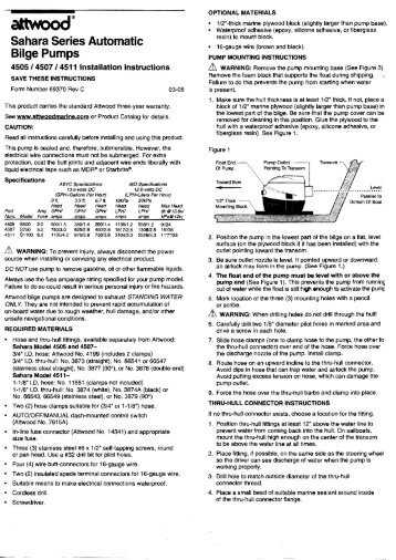 Attwood S-Series Automatic Bilge Pump Instruction ... - Safety Marine