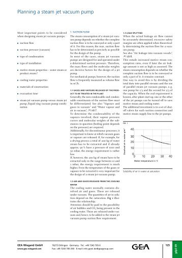 Planning a steam jet vacuum pump - GEA Wiegand GmbH