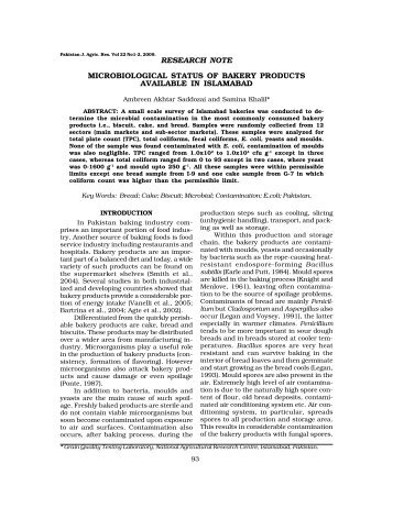 research note microbiological status of bakery products ... - PJAR