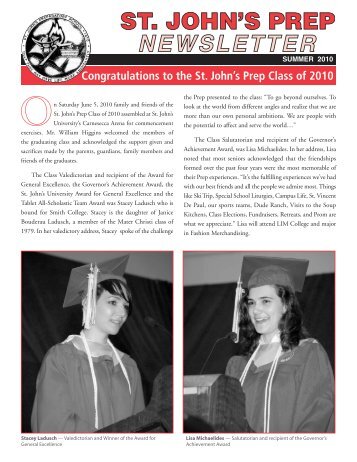 to view the Summer 2010 St. John's Prep Newsletter