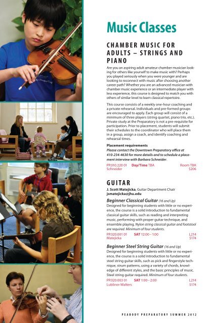 Summer 2012 Catalog - Peabody Institute - Johns Hopkins University