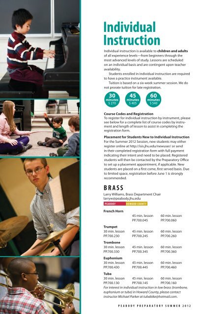 Summer 2012 Catalog - Peabody Institute - Johns Hopkins University