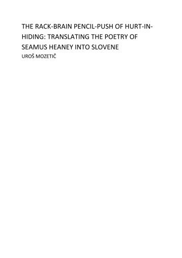 translating the poetry of seamus heaney into slovene