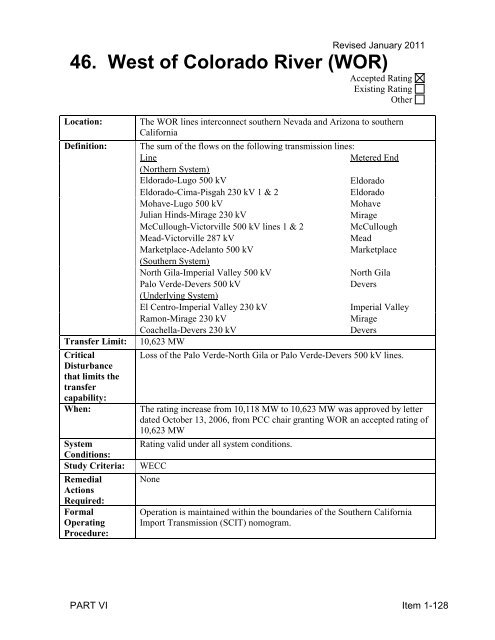 Path Rating Catalog 2013 - Western Electricity Coordinating Council