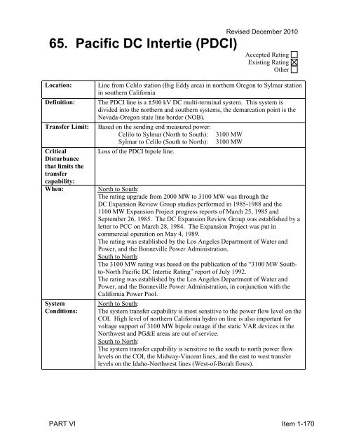 Path Rating Catalog 2013 - Western Electricity Coordinating Council