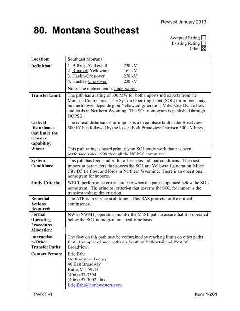 Path Rating Catalog 2013 - Western Electricity Coordinating Council