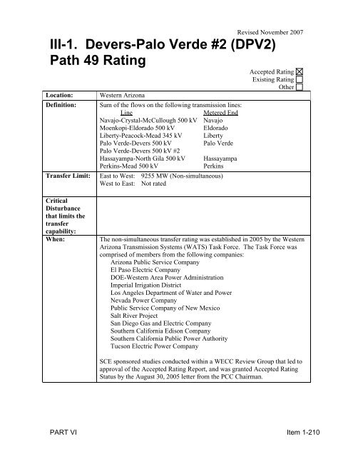 Path Rating Catalog 2013 - Western Electricity Coordinating Council