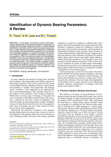 Identification of Dynamic Bearing Parameters: A ... - Michael I Friswell