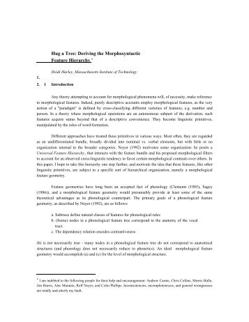 Hug a Tree: Deriving the Morphosyntactic Feature Hierarchy.*