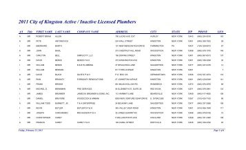 2011 City of Kingston Active & Inactive Licensed Plumbers