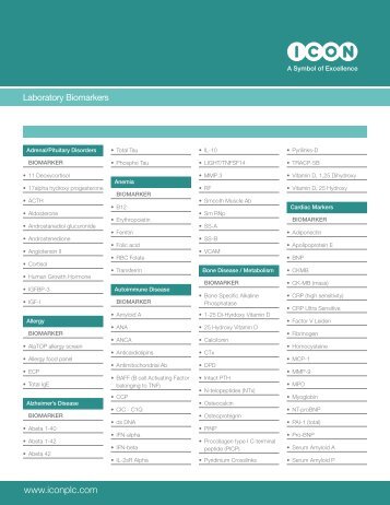 Laboratory Biomarkers - ICON plc