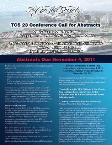 TCS 23 Conference Call for Abstracts Abstracts Due November 4 ...