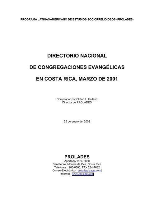 DIRECTORIO GEOGRAFICO DE IGLESIAS - Prolades.com