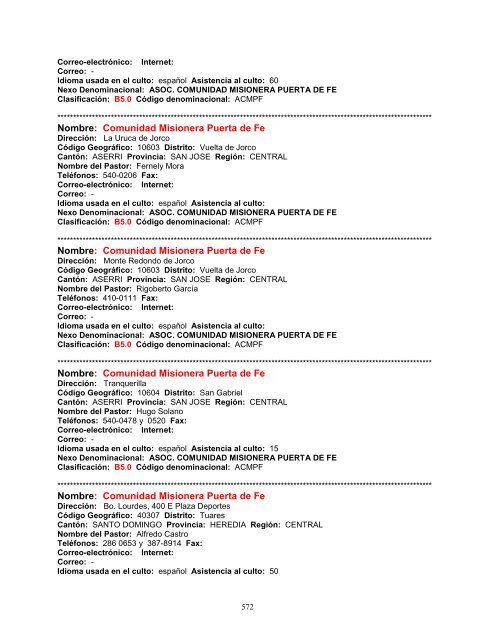 DIRECTORIO GEOGRAFICO DE IGLESIAS - Prolades.com