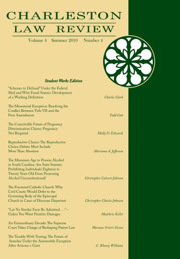 Volume 4 Summer 2010 Number 4 - Charleston Law Review
