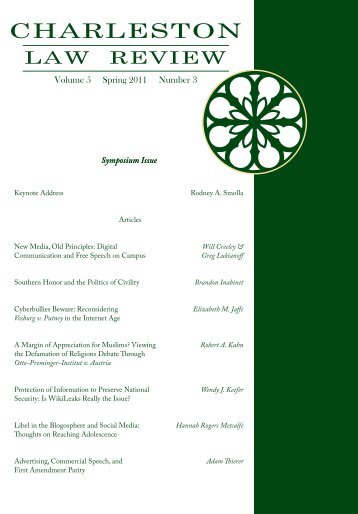 Volume 5 Spring 2011 Number 3 - Charleston Law Review