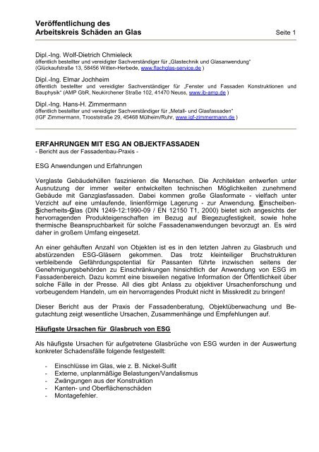 Endfassung Bericht Erfahrungen mit ESG an ... - IGF Zimmermann