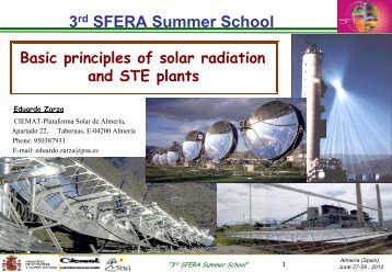 Basic principles of solar radiation and STE plants: Eduardo ... - SFERA