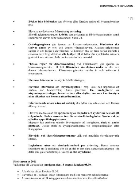 Varlainfo inför läsåret 2011 2012 - Kungsbacka kommun