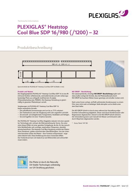 PLEXIGLAS Heatstop Cool Blue SDP - Plexiglas-shop.com