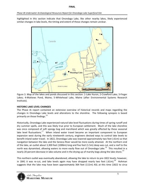 Phase 1B Underwater Archaeological Report for the Onondaga ...