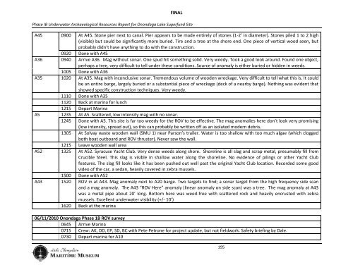 Phase 1B Underwater Archaeological Report for the Onondaga ...