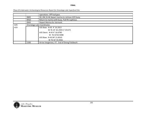 Phase 1B Underwater Archaeological Report for the Onondaga ...