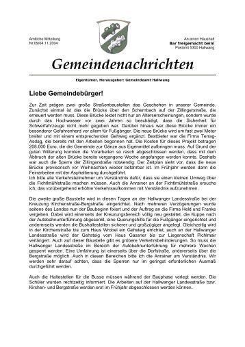 Liebe Gemeindebürger! - Hallwang