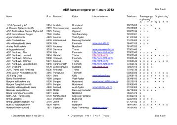 ADR-kursarrangÃ¸rer pr 1. mars 2012