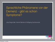 Sprachliche PhÃ¤nomene vor der Demenz - gibt es ... - Julia SiegmÃ¼ller