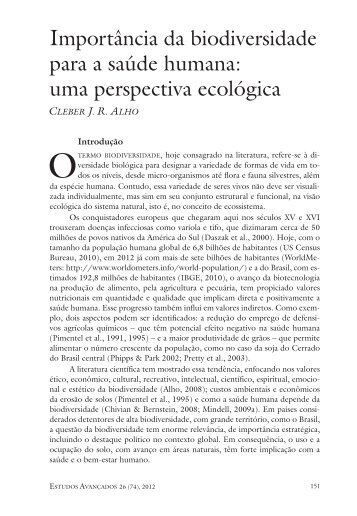 ImportÃ¢ncia da biodiversidade para a saÃºde humana: uma ... - SciELO