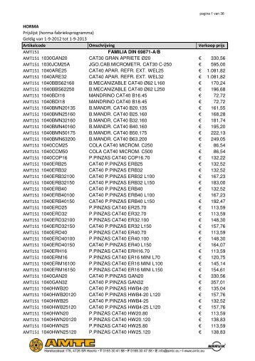 prijslijst horma - amtc