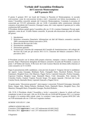 verbale assemblea 08_01_2011x - Consorzio di Montecampione