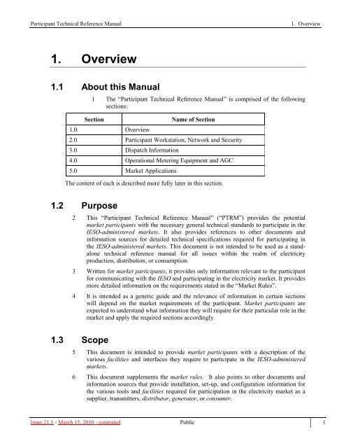Participant Technical Reference Manual - IESO