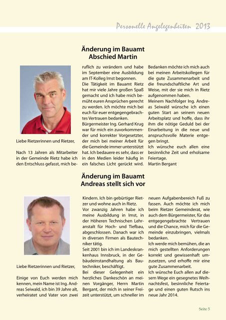 Dezember 2013 GemeinDezeitunG - Rietz