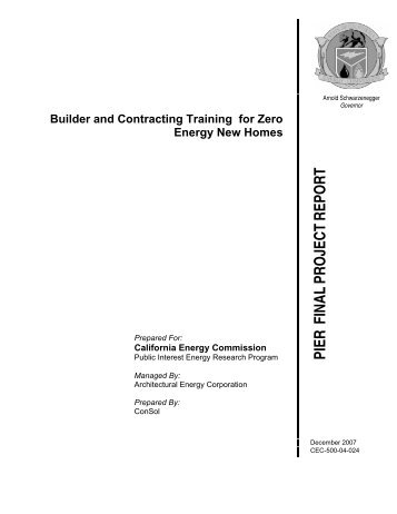 Builder and Contracting Training for Zero Energy New Homes