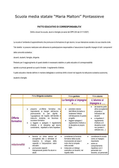 Patto educativo - S.M.S. Maria Maltoni