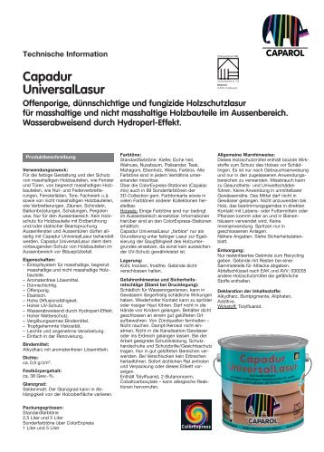 Capadur UniversalLasur Offenporige ... - Caparol Farben AG