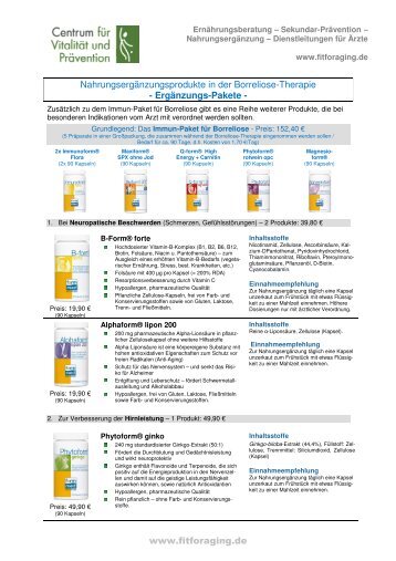 Nahrungsergänzungsprodukte In Der Borreliose-Therapie