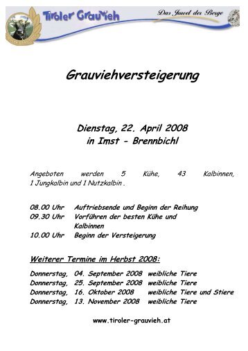 Grauviehversteigerung - Tiroler Grauvieh