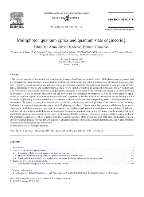Multiphoton Quantum Optics And Quantum State Engineering Dmi