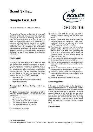 FS315077 Scout Skills - Simple First Aid - ScoutBase UK