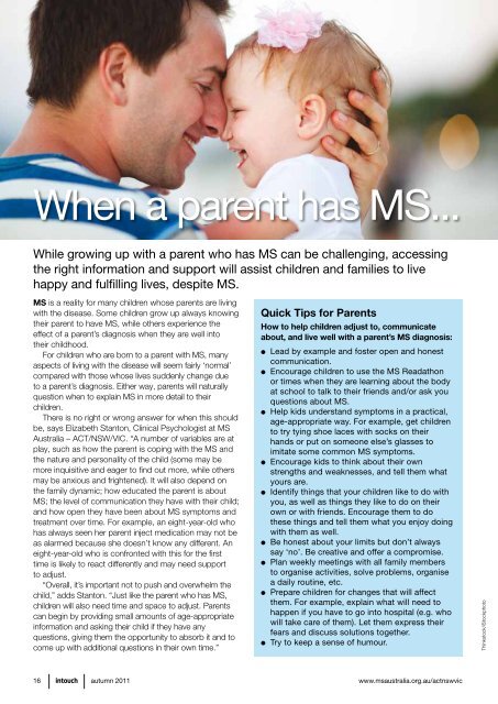 Practical advice and personal stories from children ... - MS Australia