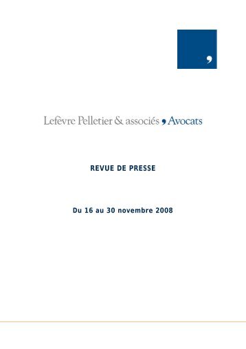 REVUE DE PRESSE - LefÃ¨vre Pelletier & associÃ©s