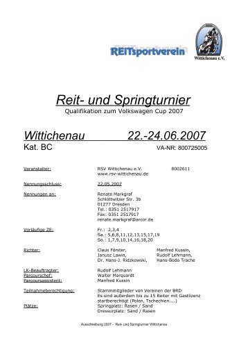 Reit- und Springturnier - RSV-Wittichenau