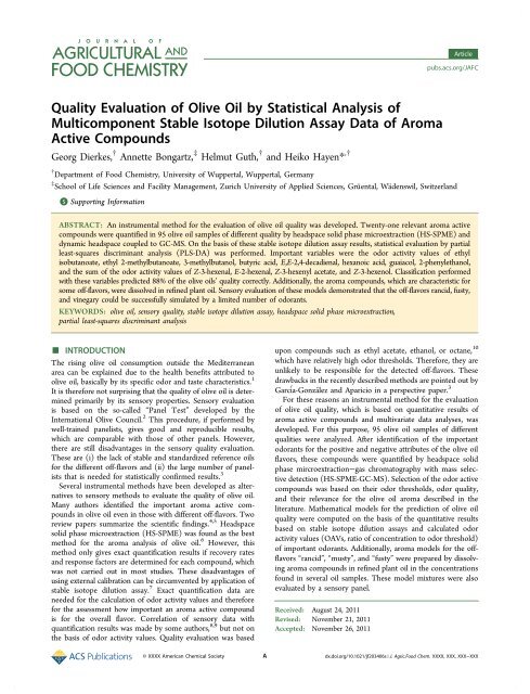 Quality Evaluation of Olive Oil by Statistical Analysis of ...